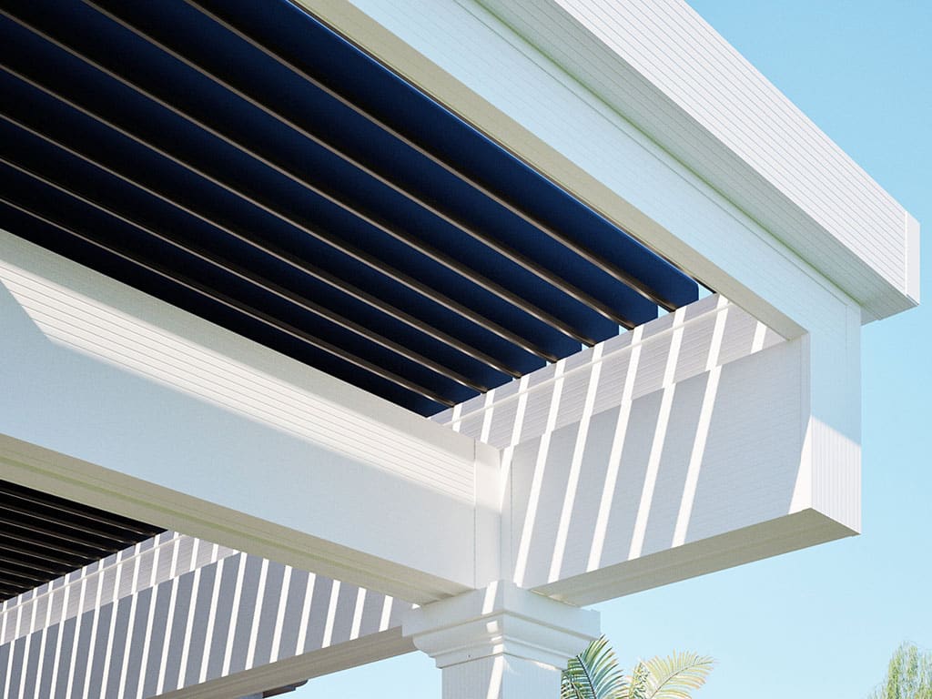 Pergola, Florentine Columns, White, Black, Outside View, Daytime