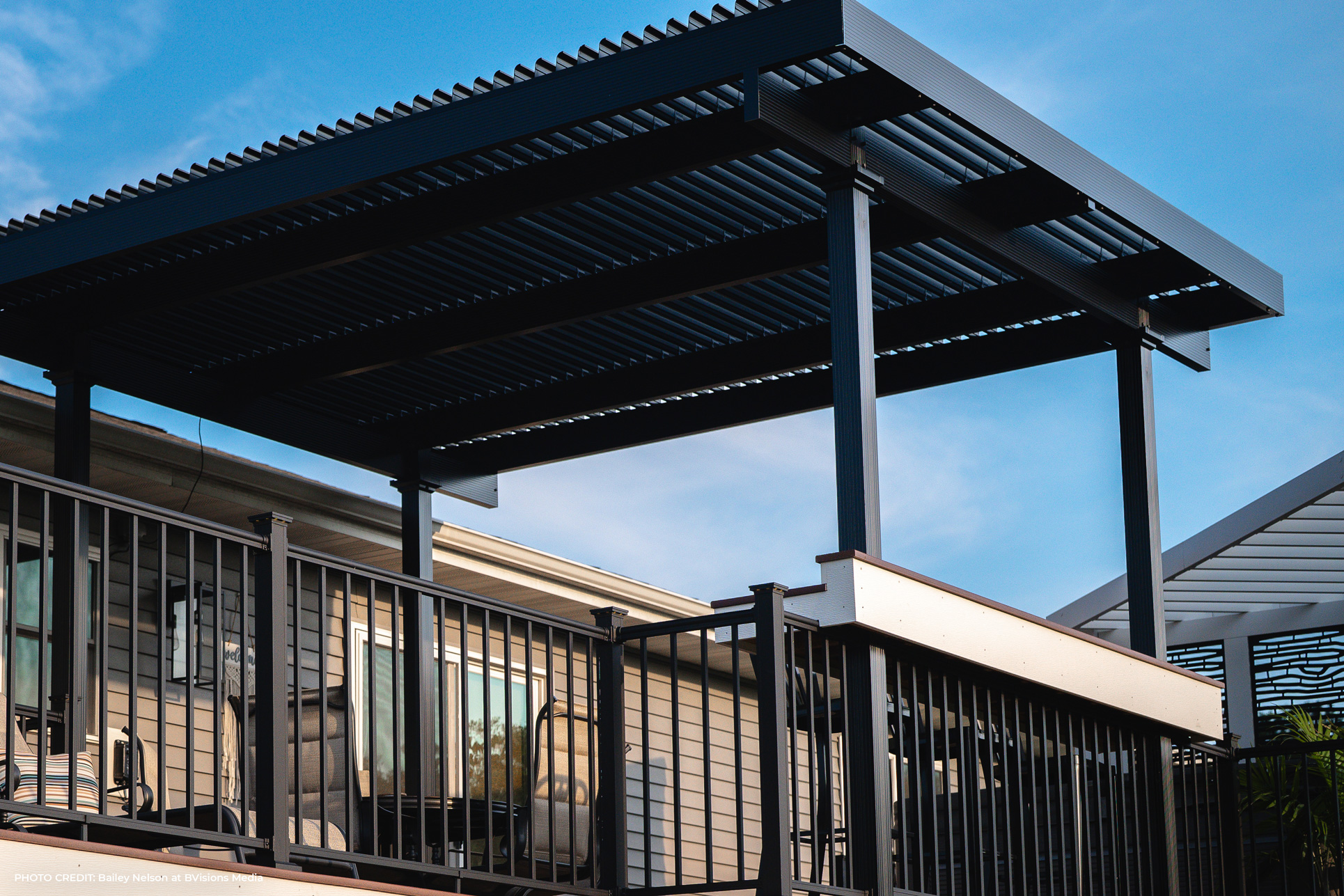 Black Contemporary Freestanding Operable Pergola